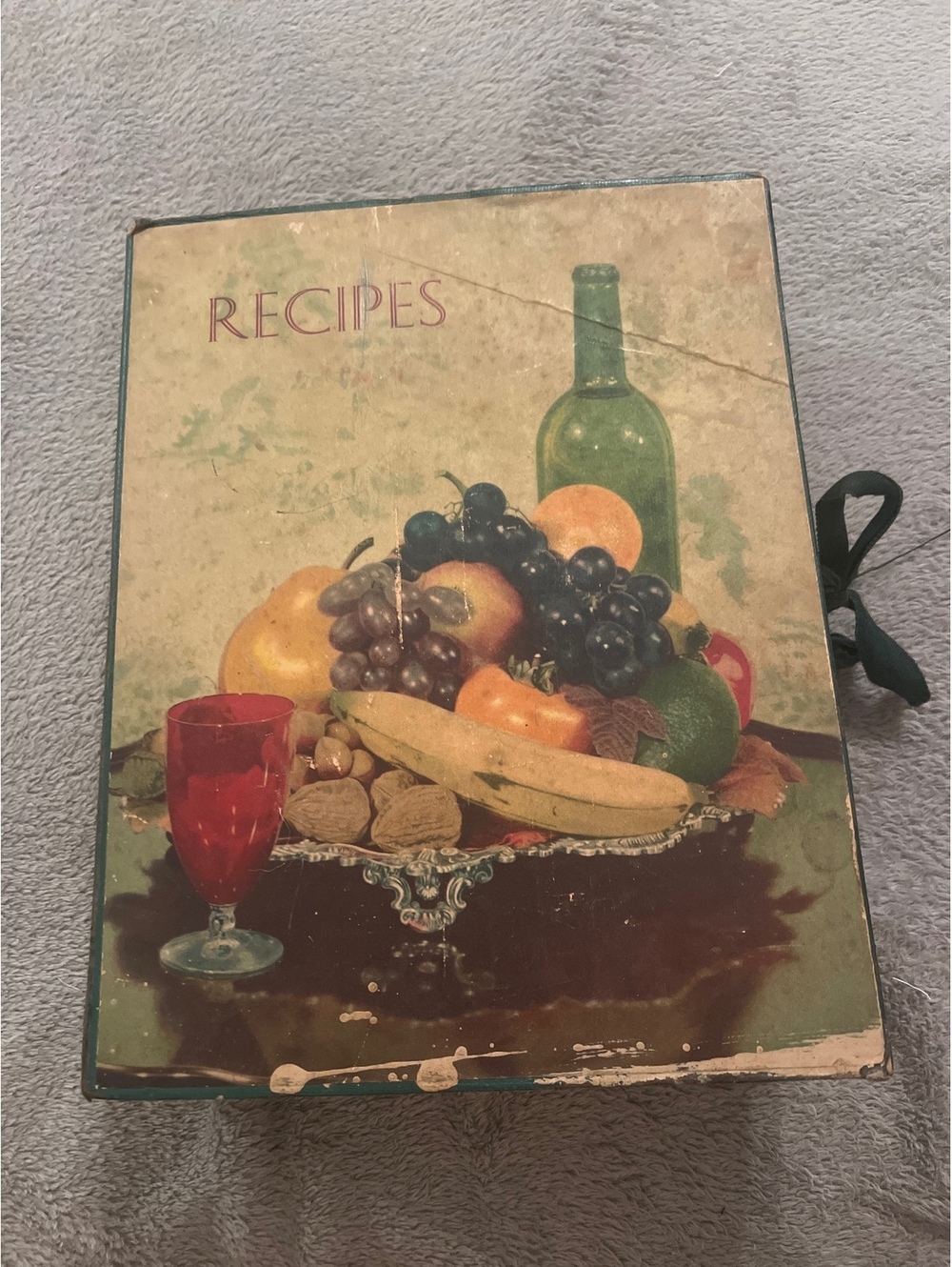 Vintage Recipe Organizer with Divided Sections and Fruit Still Life Cover